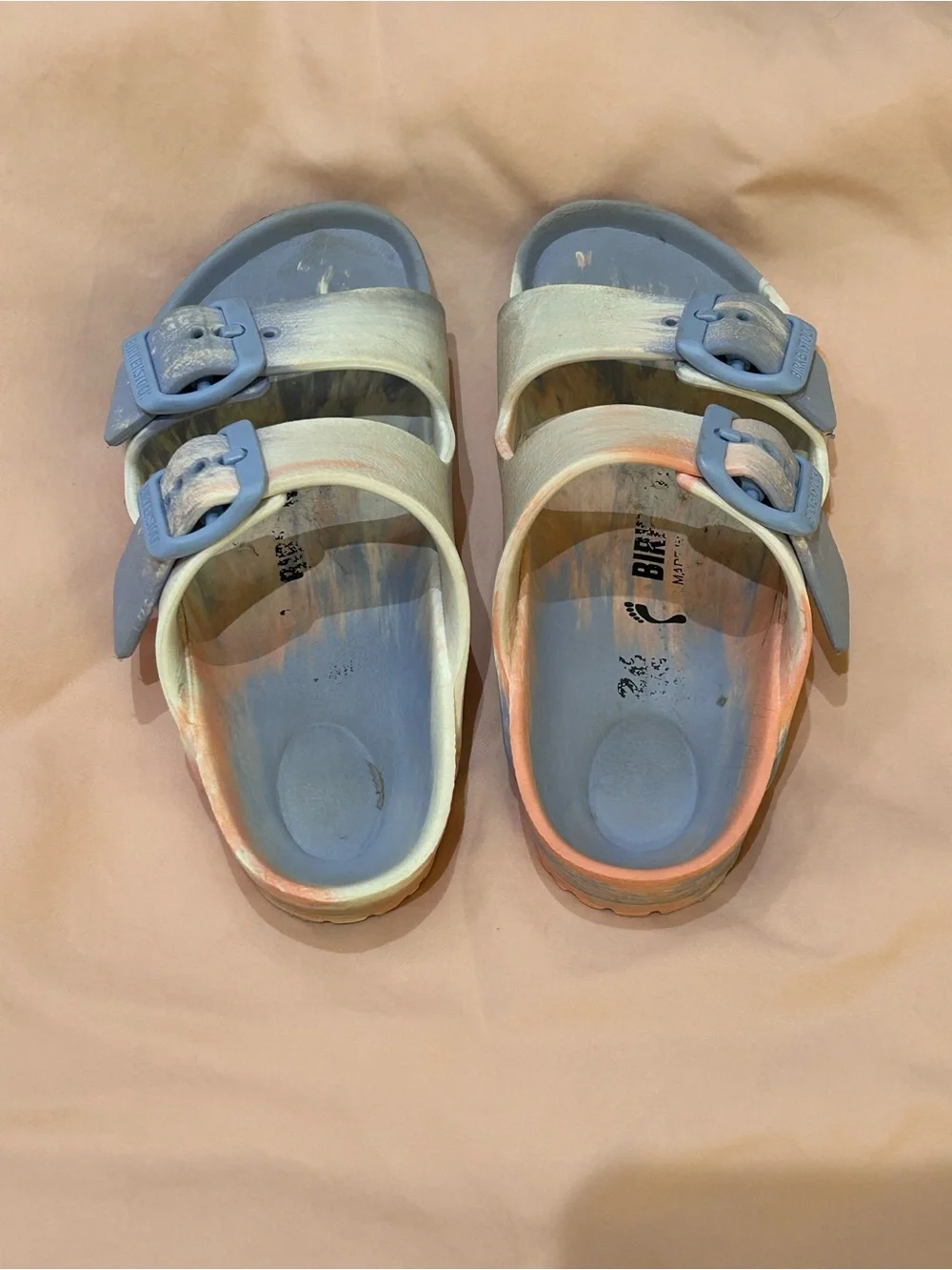 Birkenstock Arizona Essentials Sandals EVA Multi Coral Blue - Girls Size 8